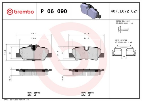 Brembo brake pad - brembo, rear